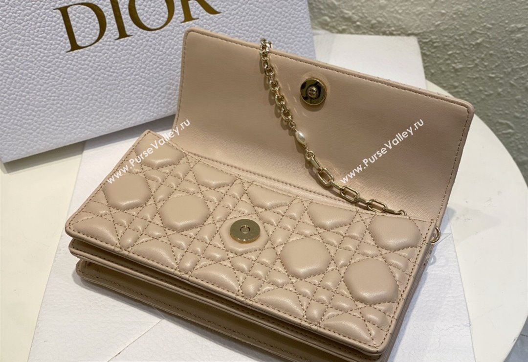 Miss Dior Mini Bag in Cannage Lambskin Beige with Removable jewel chain 2024 (XXG-23122007)