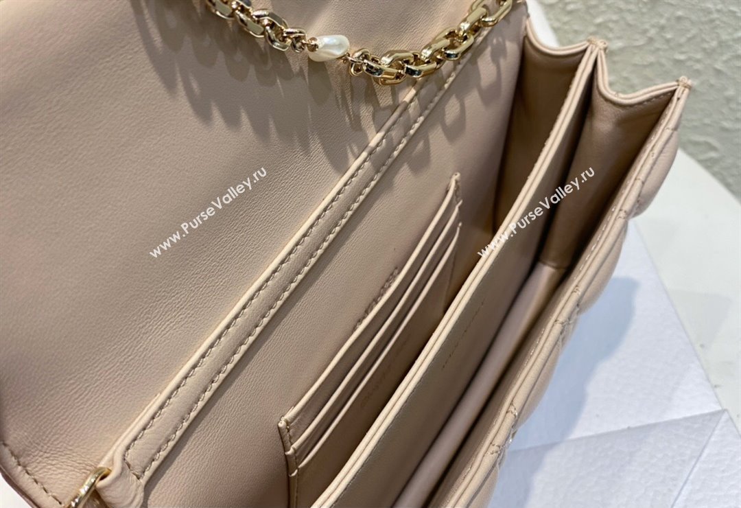 Miss Dior Mini Bag in Cannage Lambskin Beige with Removable jewel chain 2024 (XXG-23122007)