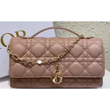Miss Dior Mini Bag in Cannage Lambskin Dusty Pink with Removable jewel chain 2024 (XXG-23122008)