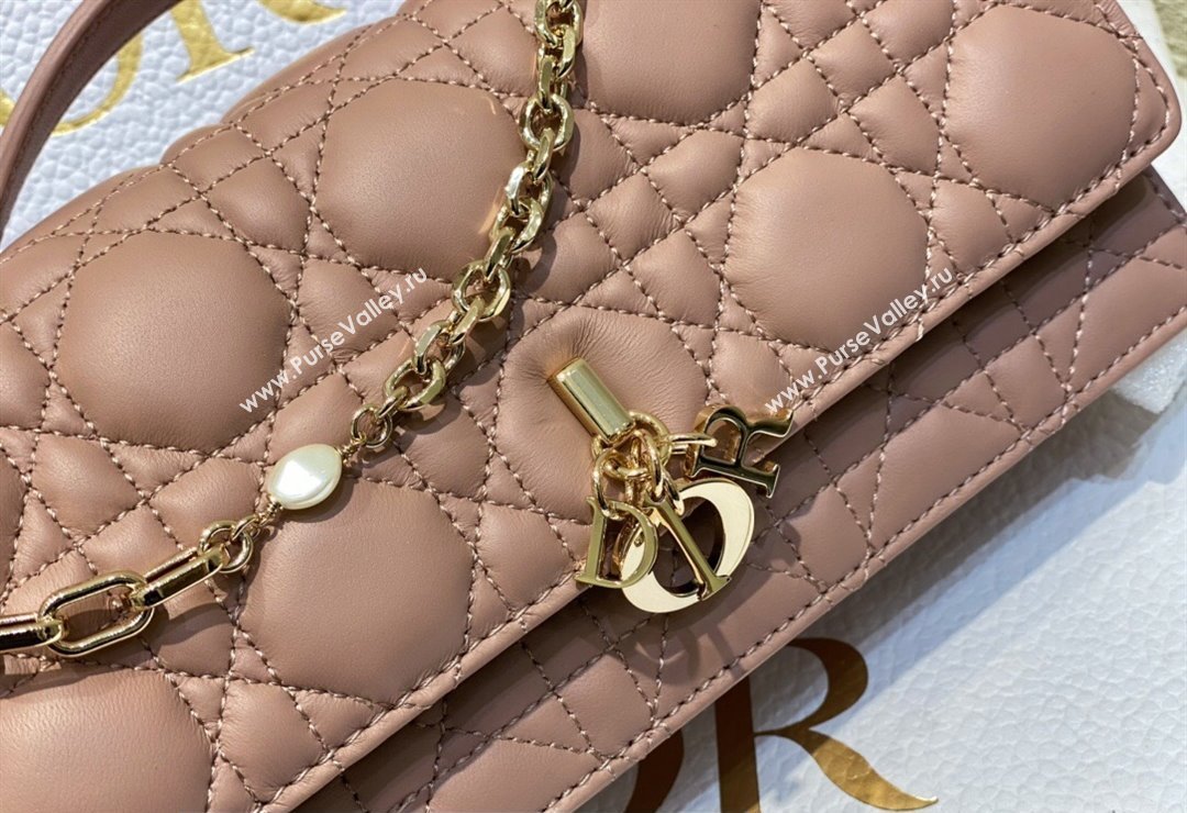 Miss Dior Mini Bag in Cannage Lambskin Dusty Pink with Removable jewel chain 2024 (XXG-23122008)