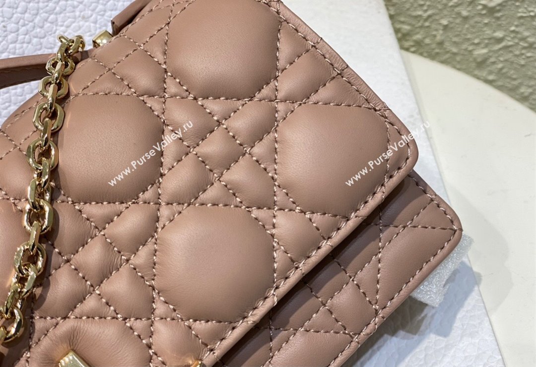 Miss Dior Mini Bag in Cannage Lambskin Dusty Pink with Removable jewel chain 2024 (XXG-23122008)