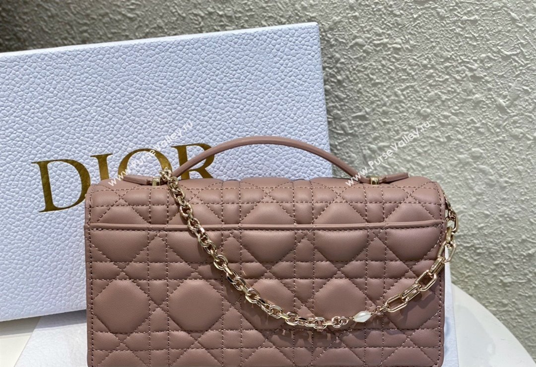 Miss Dior Mini Bag in Cannage Lambskin Dusty Pink with Removable jewel chain 2024 (XXG-23122008)