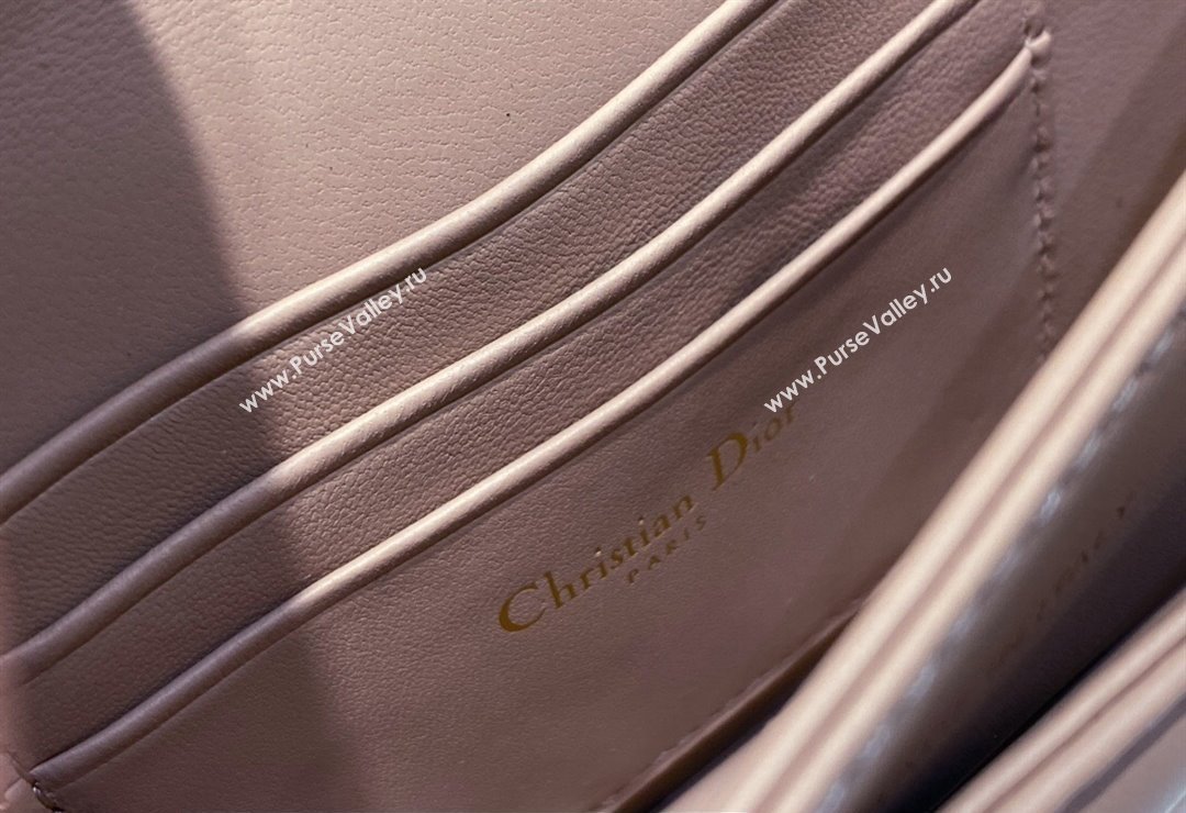 Miss Dior Mini Bag in Cannage Lambskin Dusty Pink with Removable jewel chain 2024 (XXG-23122008)