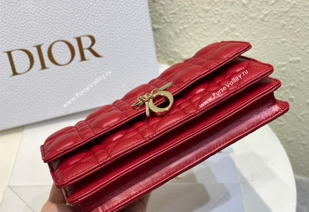 Miss Dior Mini Bag in Cannage Lambskin Red with Removable jewel chain 2024 (XXG-23122009)