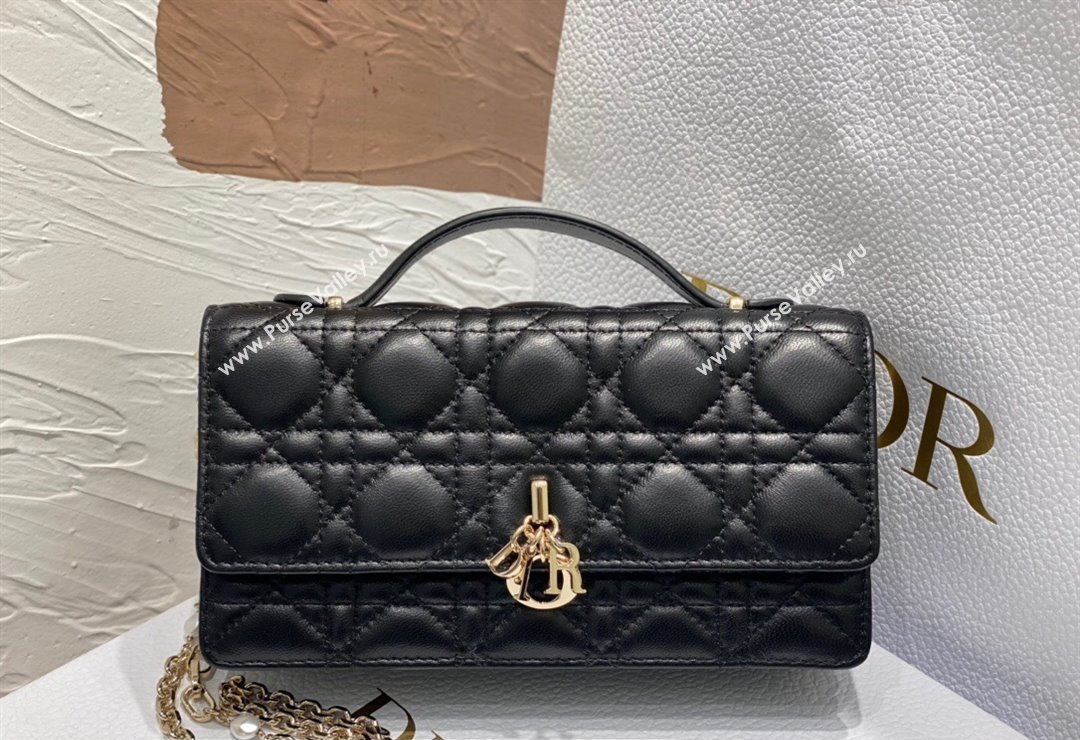 Miss Dior Mini Bag in Cannage Lambskin Black with Removable jewel chain 2024 (XXG-23122010)
