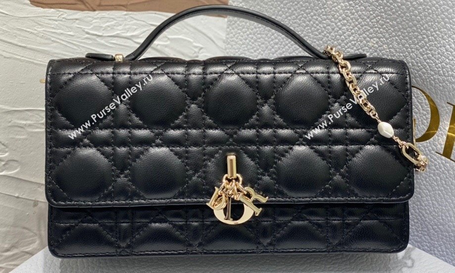 Miss Dior Mini Bag in Cannage Lambskin Black with Removable jewel chain 2024 (XXG-23122010)
