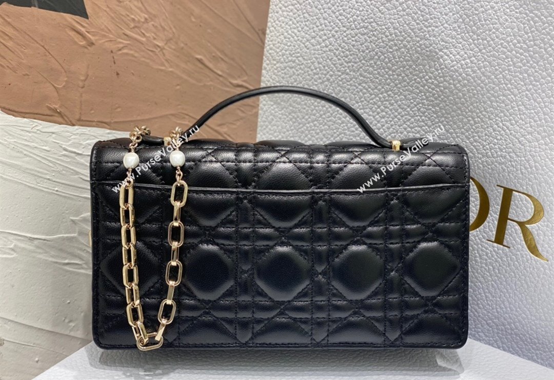 Miss Dior Mini Bag in Cannage Lambskin Black with Removable jewel chain 2024 (XXG-23122010)