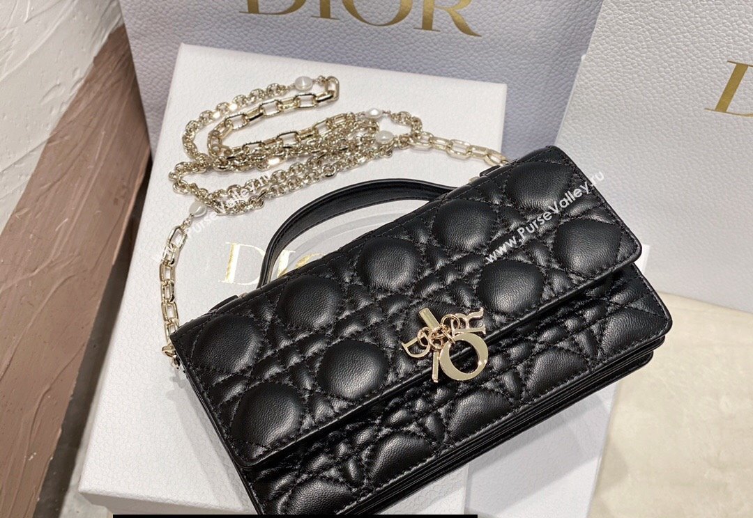 Miss Dior Mini Bag in Cannage Lambskin Black with Removable jewel chain 2024 (XXG-23122010)