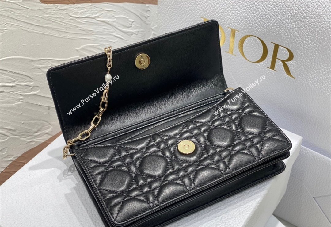 Miss Dior Mini Bag in Cannage Lambskin Black with Removable jewel chain 2024 (XXG-23122010)