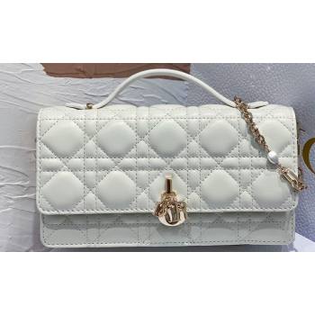 Miss Dior Mini Bag in Cannage Lambskin White with Removable jewel chain 2024 (XXG-23122011)