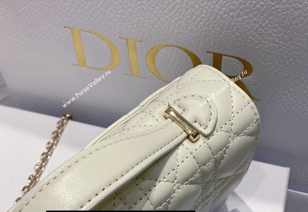 Miss Dior Mini Bag in Cannage Lambskin White with Removable jewel chain 2024 (XXG-23122011)