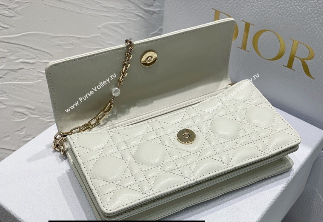 Miss Dior Mini Bag in Cannage Lambskin White with Removable jewel chain 2024 (XXG-23122011)