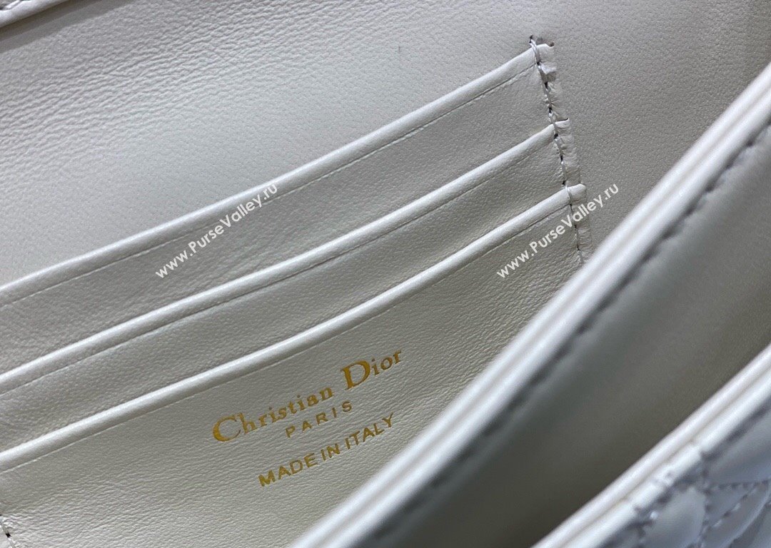 Miss Dior Mini Bag in Cannage Lambskin White with Removable jewel chain 2024 (XXG-23122011)