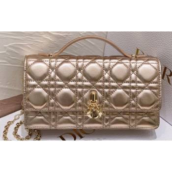 Miss Dior Mini Bag in Cannage Lambskin Iridescent Metallic Gold-Tone with Removable jewel chain 2024 (XXG-23122014)