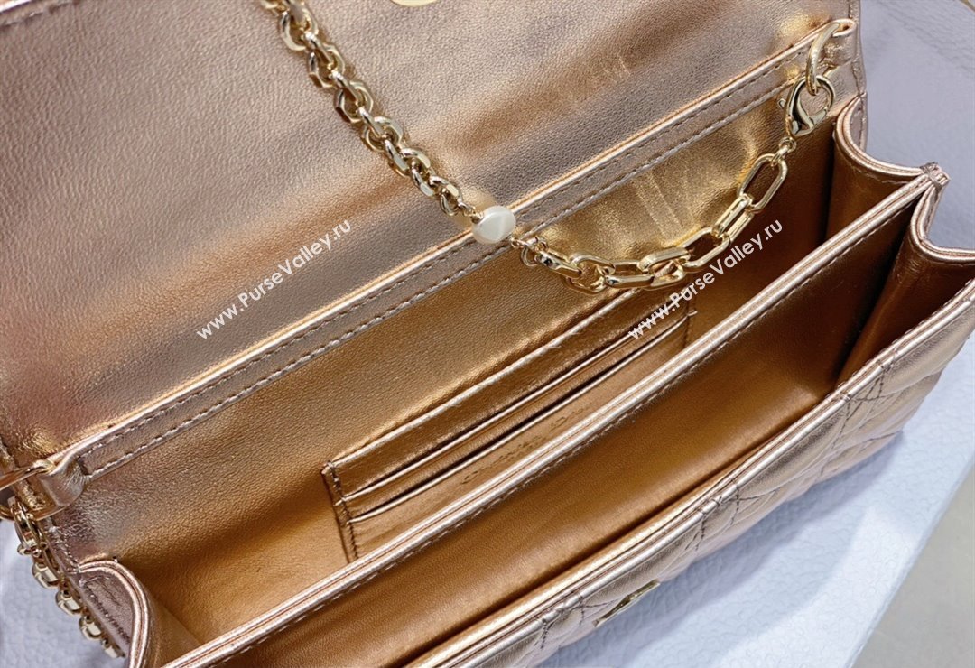 Miss Dior Mini Bag in Cannage Lambskin Iridescent Metallic Gold-Tone with Removable jewel chain 2024 (XXG-23122014)