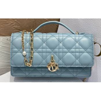 Miss Dior Mini Bag in Cannage Lambskin Cloud Blue with Removable jewel chain 2024 (XXG-23122012)
