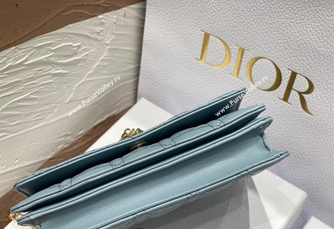 Miss Dior Mini Bag in Cannage Lambskin Cloud Blue with Removable jewel chain 2024 (XXG-23122012)