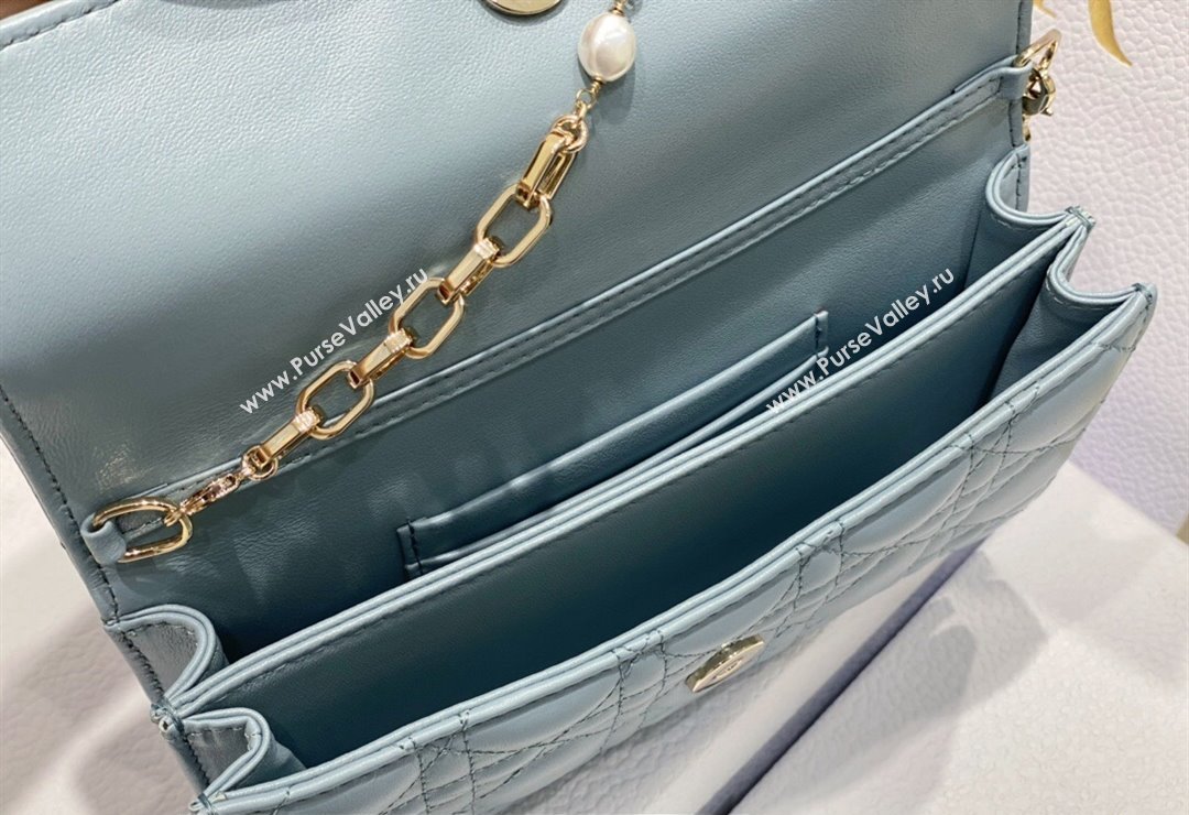 Miss Dior Mini Bag in Cannage Lambskin Cloud Blue with Removable jewel chain 2024 (XXG-23122012)