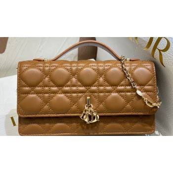 Miss Dior Mini Bag in Cannage Lambskin Brown with Removable jewel chain 2024 (XXG-23122013)