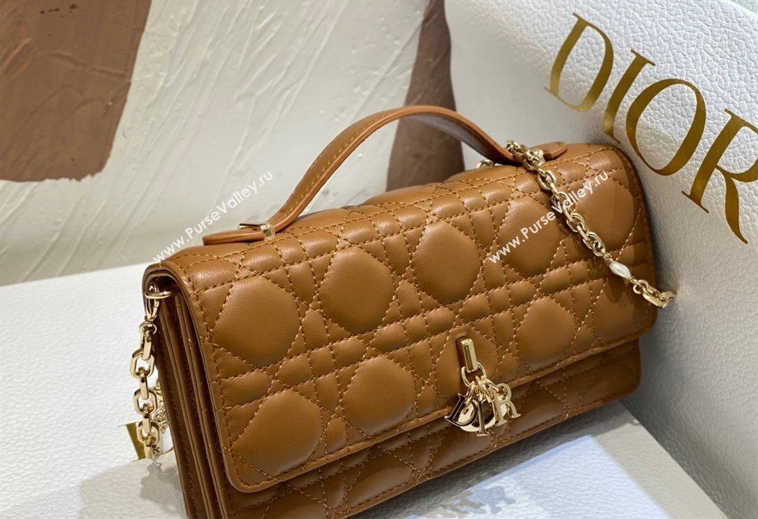 Miss Dior Mini Bag in Cannage Lambskin Brown with Removable jewel chain 2024 (XXG-23122013)