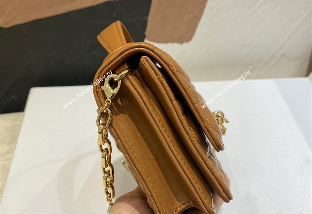 Miss Dior Mini Bag in Cannage Lambskin Brown with Removable jewel chain 2024 (XXG-23122013)