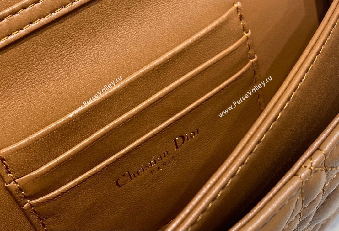 Miss Dior Mini Bag in Cannage Lambskin Brown with Removable jewel chain 2024 (XXG-23122013)