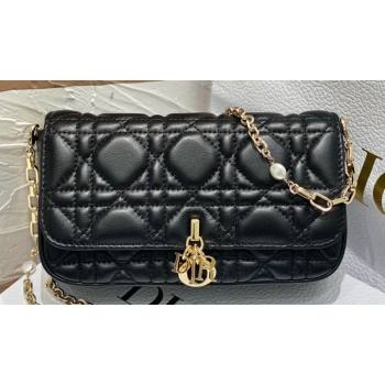 Lady Dior Phone Pouch Bag in Cannage Lambskin Black with Removable jewel chain 2024 (XXG-23122016)