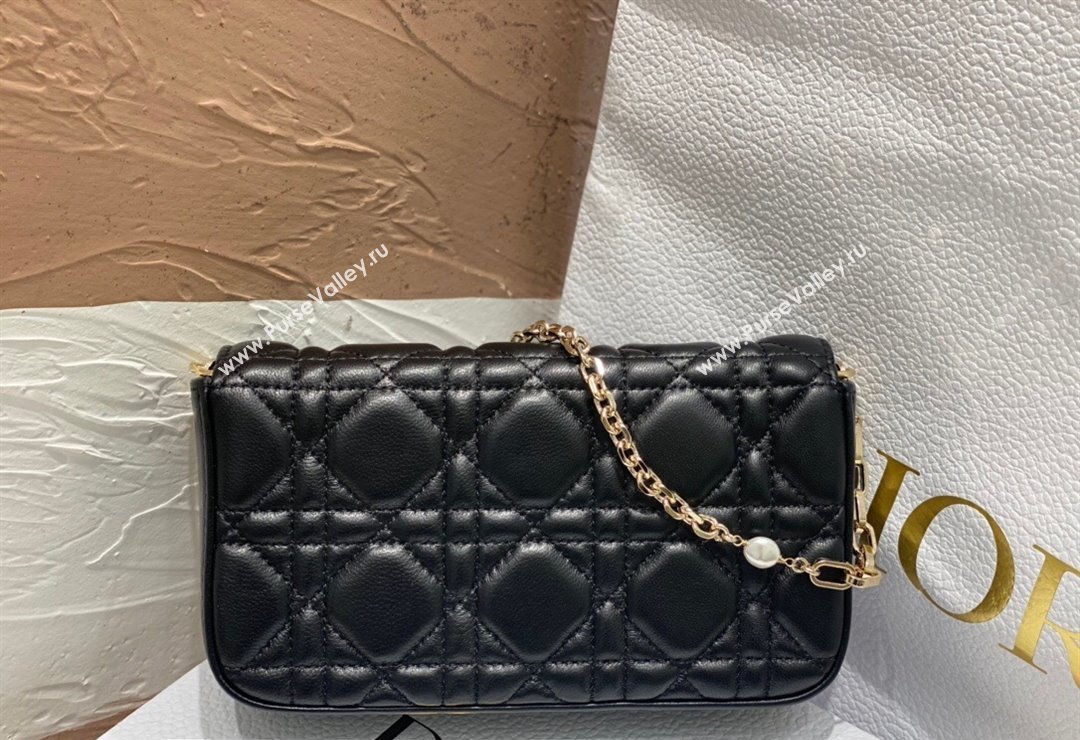 Lady Dior Phone Pouch Bag in Cannage Lambskin Black with Removable jewel chain 2024 (XXG-23122016)