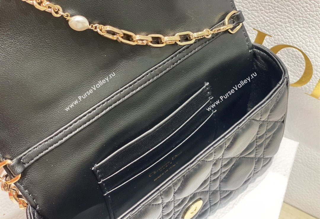 Lady Dior Phone Pouch Bag in Cannage Lambskin Black with Removable jewel chain 2024 (XXG-23122016)