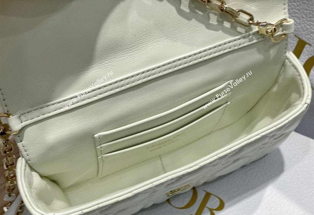 Lady Dior Phone Pouch Bag in Cannage Lambskin White with Removable jewel chain 2024 (XXG-23122017)