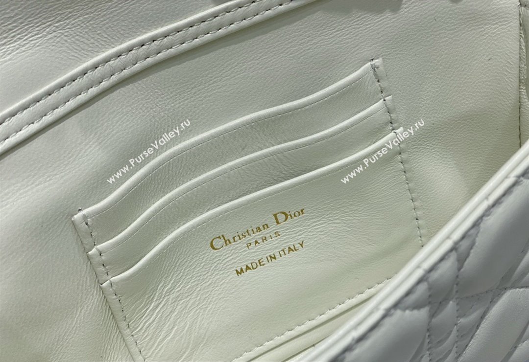 Lady Dior Phone Pouch Bag in Cannage Lambskin White with Removable jewel chain 2024 (XXG-23122017)