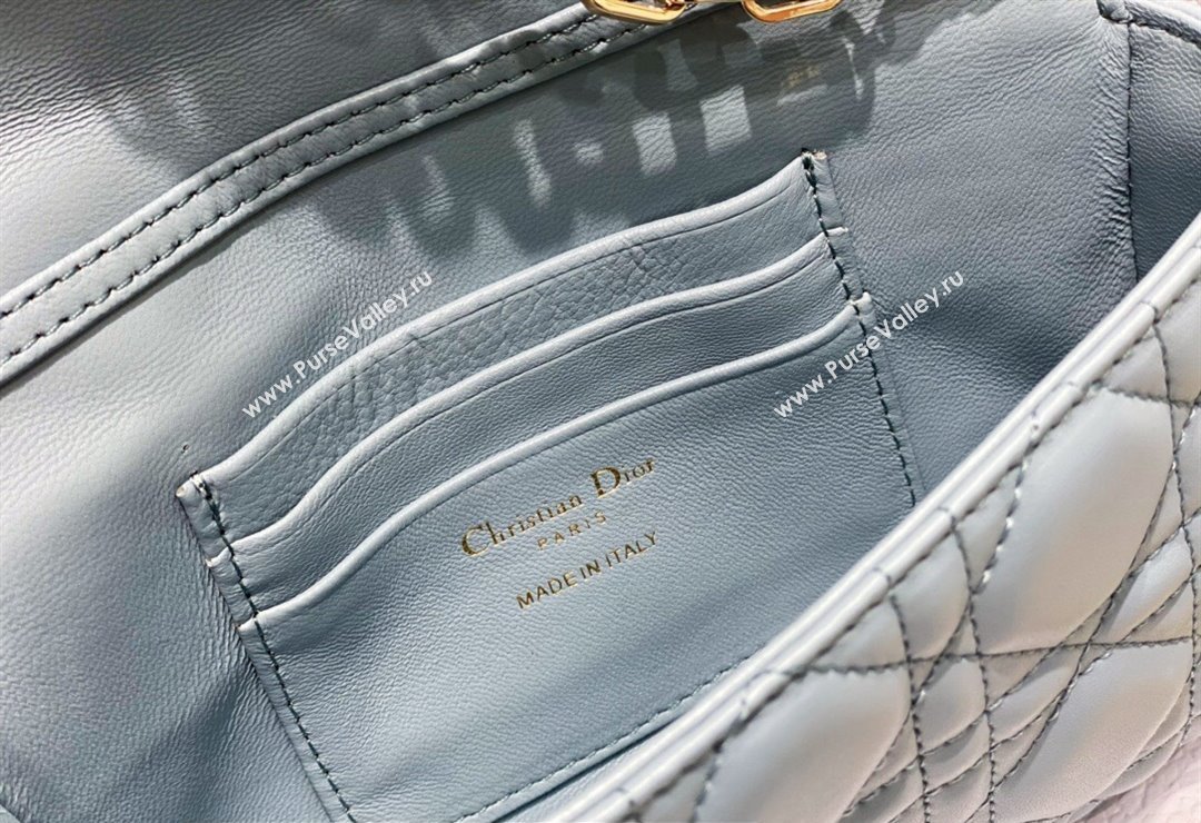Lady Dior Phone Pouch Bag in Cannage Lambskin Cloud Blue with Removable jewel chain 2024 (XXG-23122020)