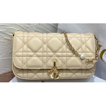 Lady Dior Phone Pouch Bag in Cannage Lambskin Beige with Removable jewel chain 2024 (XXG-23122018)