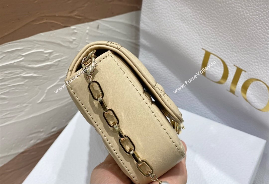 Lady Dior Phone Pouch Bag in Cannage Lambskin Beige with Removable jewel chain 2024 (XXG-23122018)