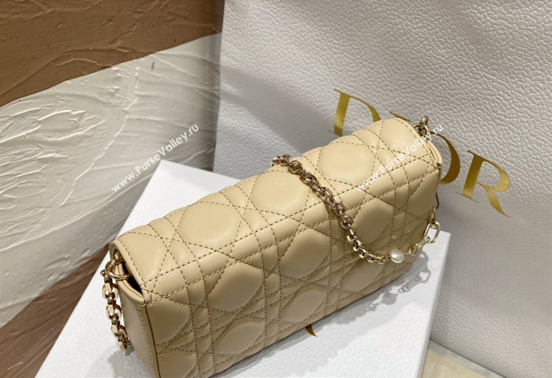 Lady Dior Phone Pouch Bag in Cannage Lambskin Beige with Removable jewel chain 2024 (XXG-23122018)
