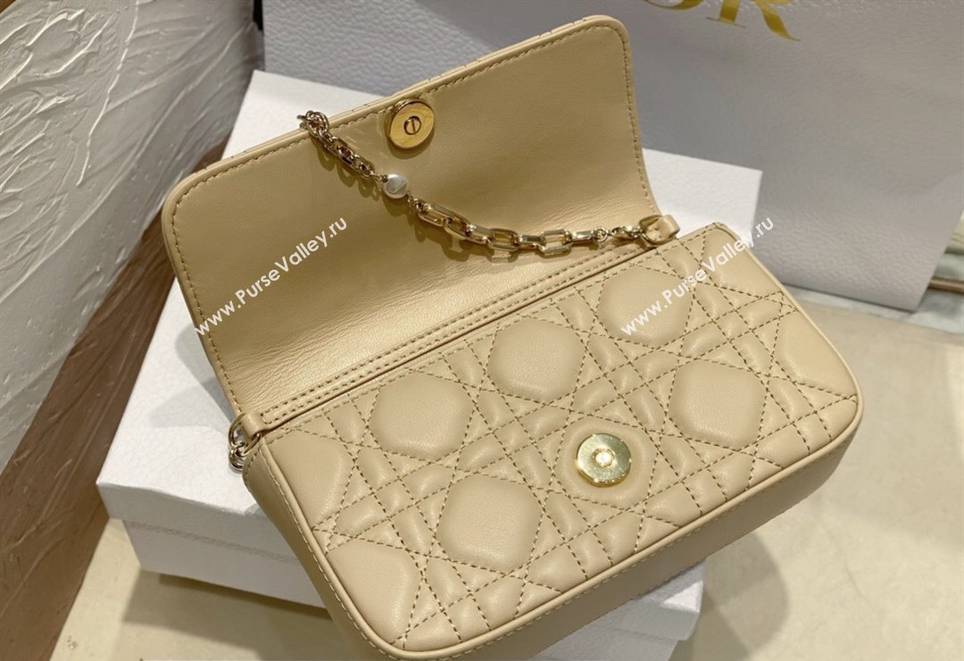 Lady Dior Phone Pouch Bag in Cannage Lambskin Beige with Removable jewel chain 2024 (XXG-23122018)