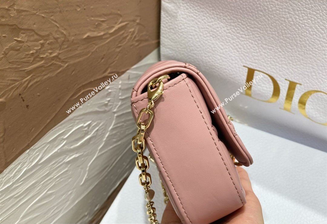 Lady Dior Phone Pouch Bag in Cannage Lambskin Pink with Removable jewel chain 2024 (XXG-23122019)