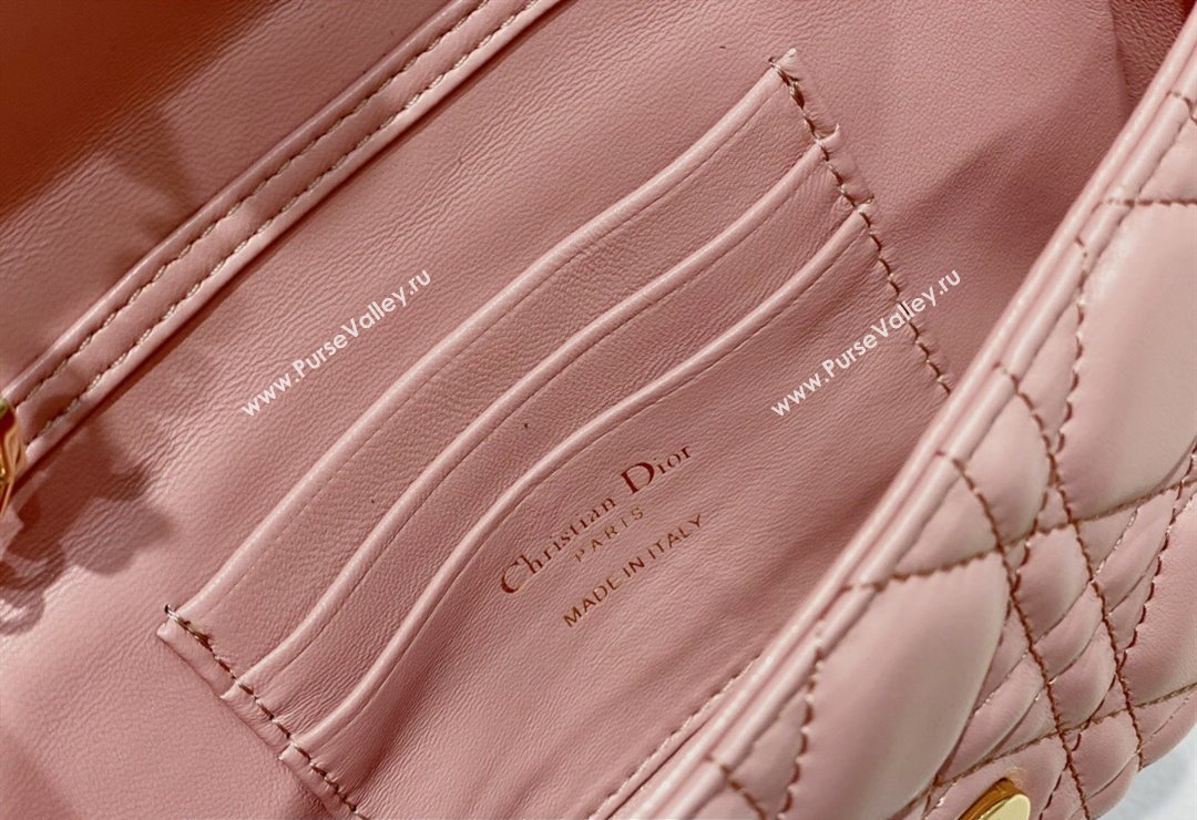 Lady Dior Phone Pouch Bag in Cannage Lambskin Pink with Removable jewel chain 2024 (XXG-23122019)