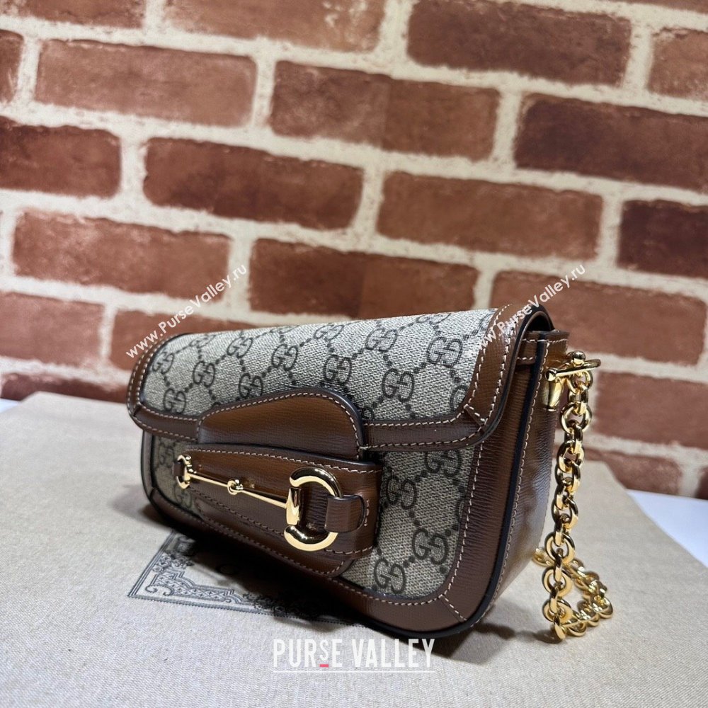 Gucci Horsebit 1955 Mini shoulder bag 774209 Beige and ebony GG Supreme canvas with Brown Demetra trim (dlh-23122113)