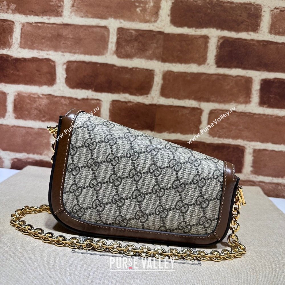 Gucci Horsebit 1955 Mini shoulder bag 774209 Beige and ebony GG Supreme canvas with Brown Demetra trim (dlh-23122113)