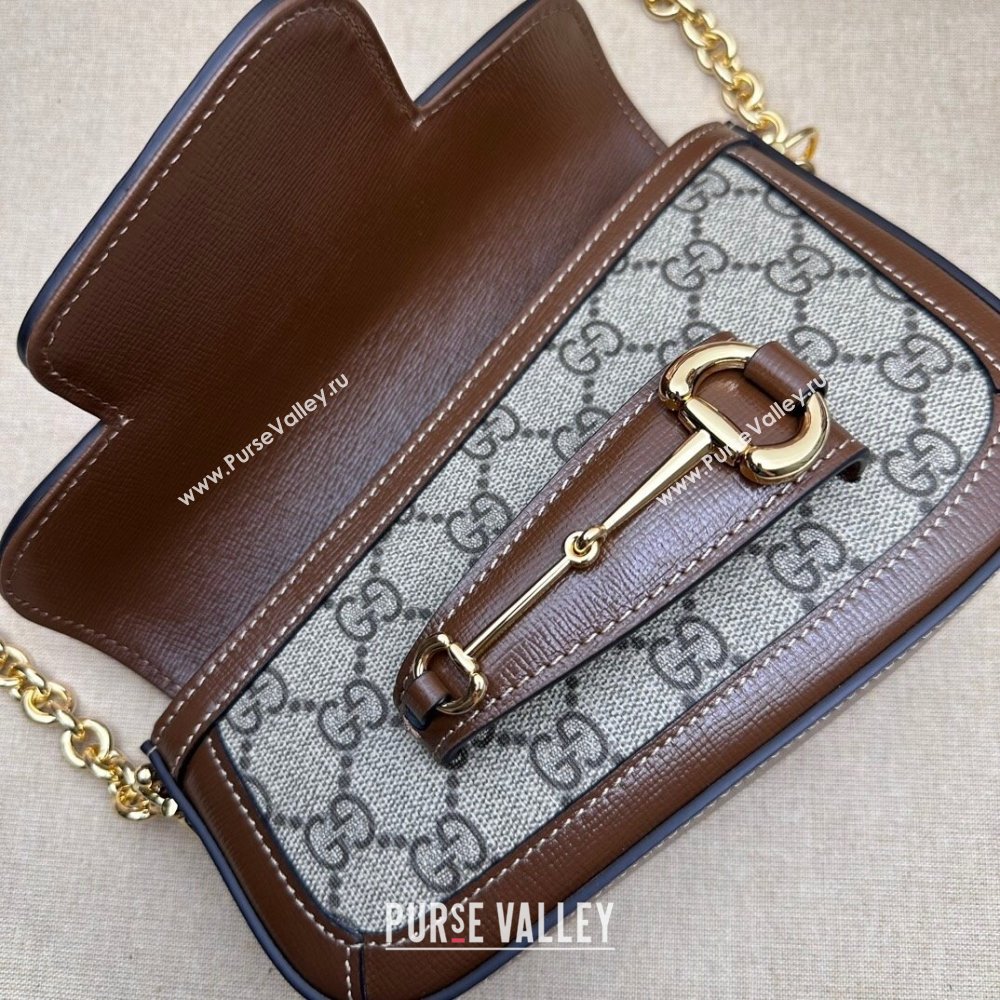 Gucci Horsebit 1955 Mini shoulder bag 774209 Beige and ebony GG Supreme canvas with Brown Demetra trim (dlh-23122113)