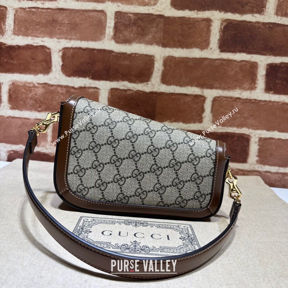 Gucci Horsebit 1955 Mini shoulder bag 774209 Beige and ebony GG Supreme canvas with Brown Demetra trim (dlh-23122113)