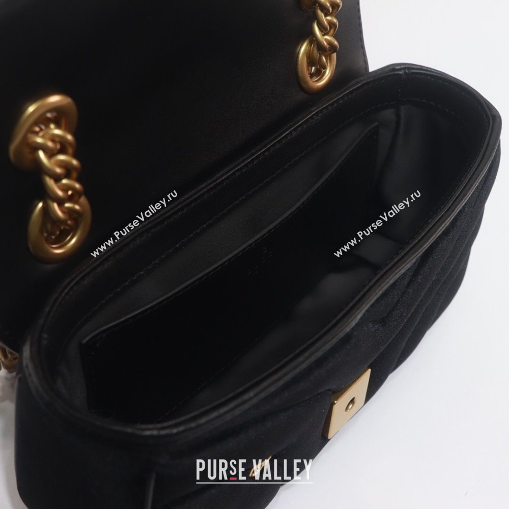 Gucci GG Marmont Mini shoulder bag 446744 velvet Black with small Double G studs 2024 (dlh-23122129)