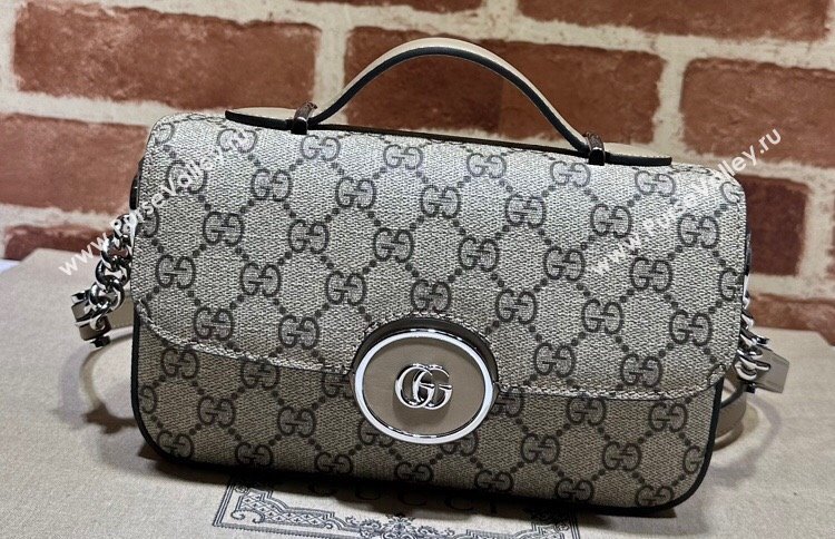 Gucci Petite GG mini shoulder bag 739722 Beige and ebony GG Supreme canvas (dlh-23122209)
