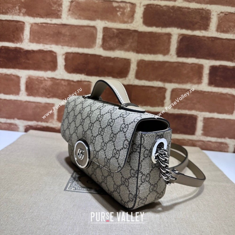 Gucci Petite GG mini shoulder bag 739722 Beige and ebony GG Supreme canvas (dlh-23122209)
