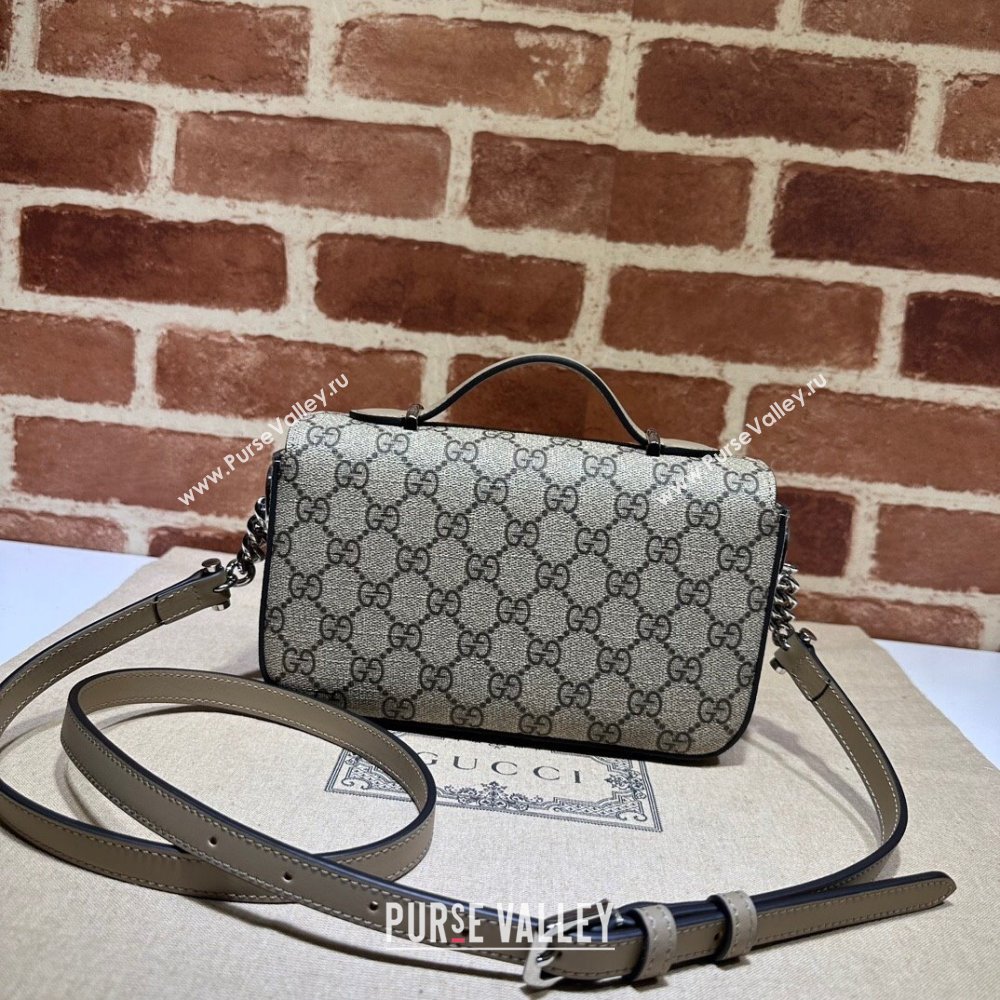 Gucci Petite GG mini shoulder bag 739722 Beige and ebony GG Supreme canvas (dlh-23122209)