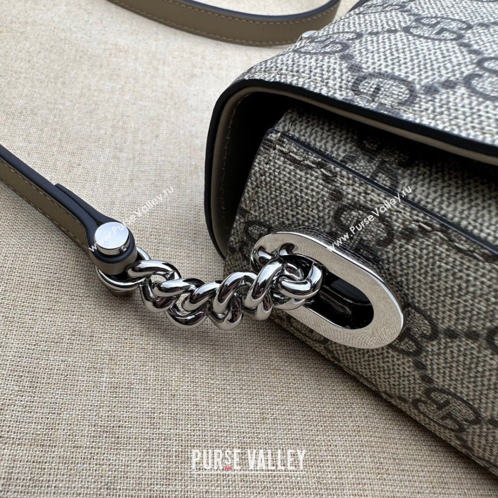 Gucci Petite GG mini shoulder bag 739722 Beige and ebony GG Supreme canvas (dlh-23122209)