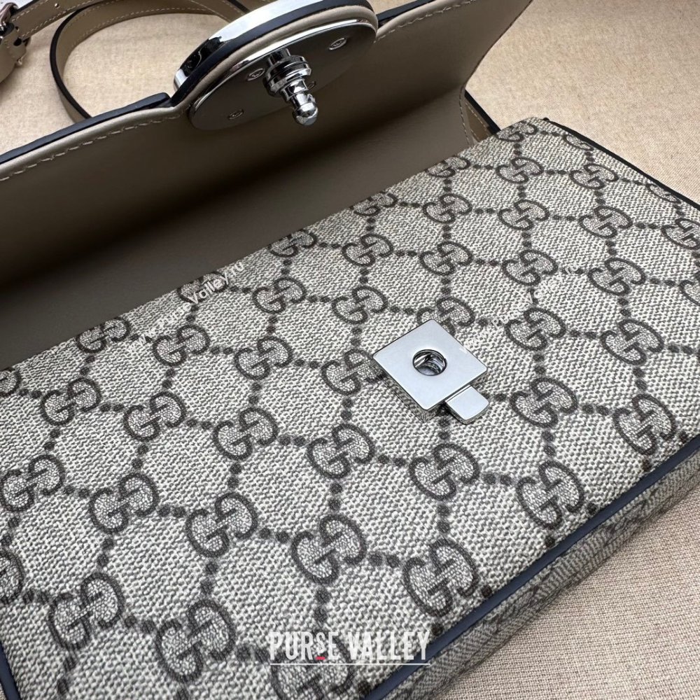 Gucci Petite GG mini shoulder bag 739722 Beige and ebony GG Supreme canvas (dlh-23122209)