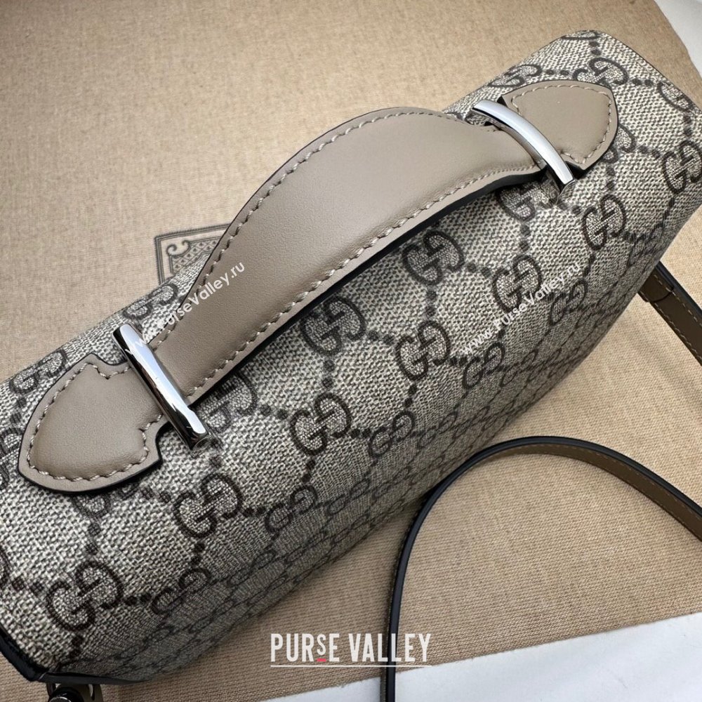 Gucci Petite GG mini shoulder bag 739722 Beige and ebony GG Supreme canvas (dlh-23122209)