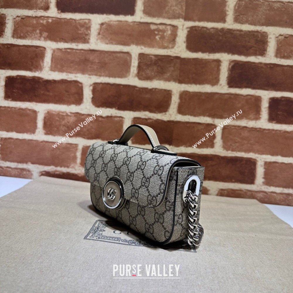 Gucci Petite GG Super mini bag 760194 Beige and ebony GG Supreme canvas (dlh-23122210)